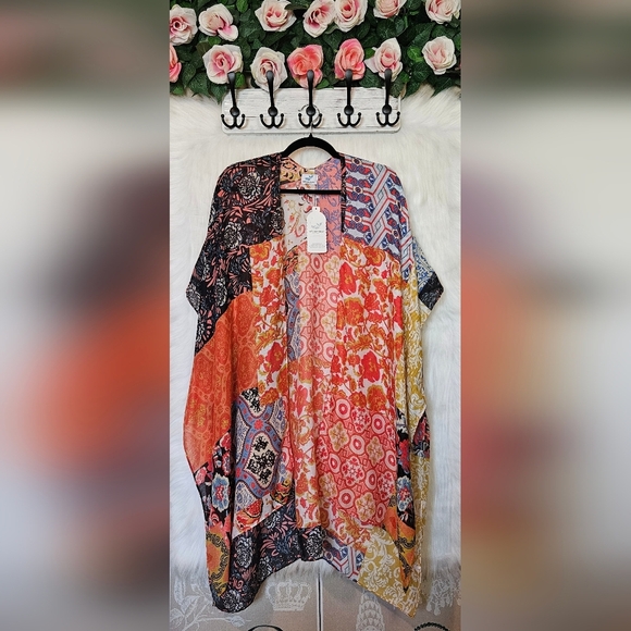 Save The Ocean Relaxed Patch Bohemian Kimono - Picture 1 of 7